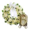 Small Open Round Tabletop Wreath w/Remembered Plaque - All White