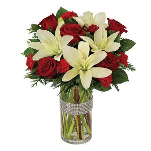 Dazzling Holiday Rose & Lilies Bouquet